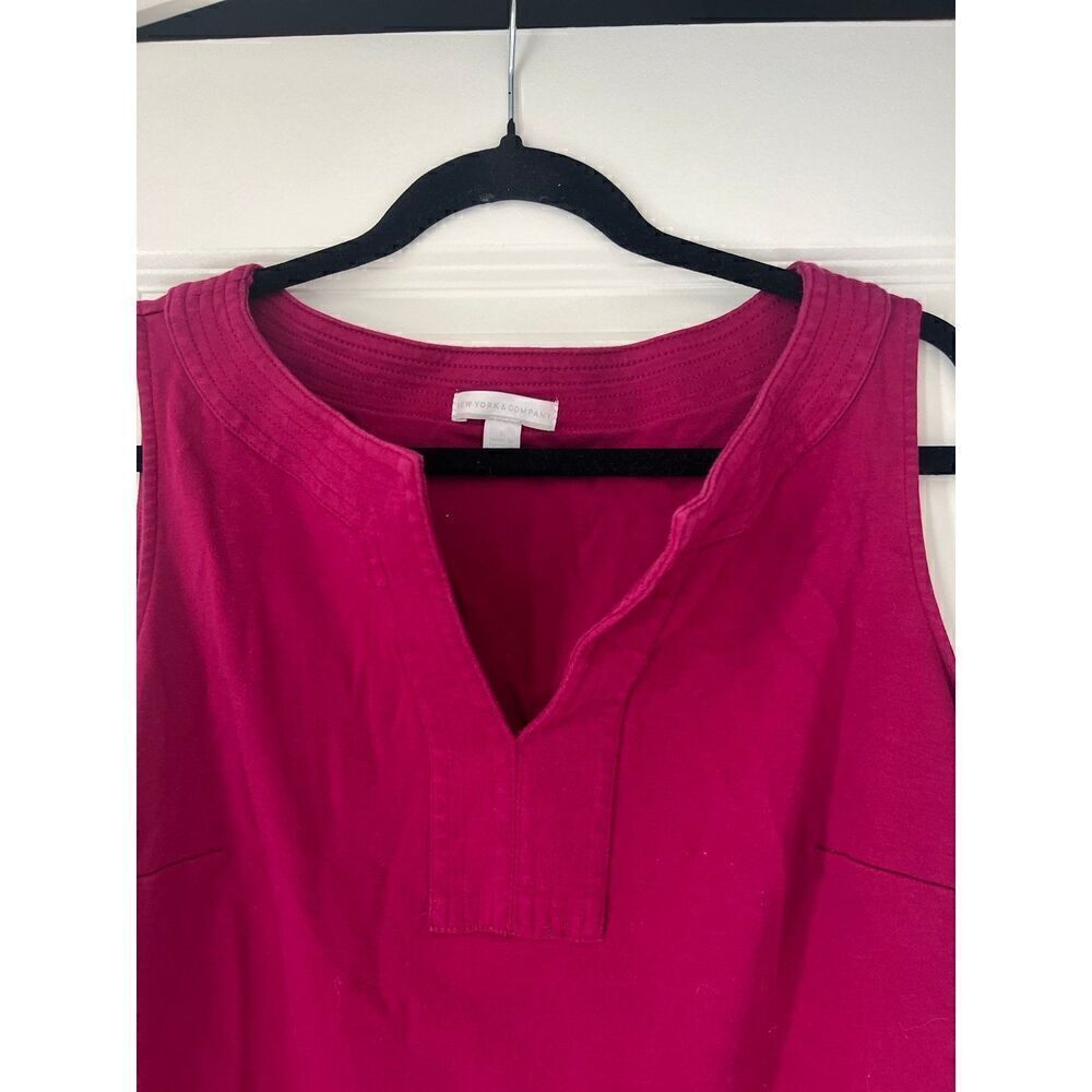 NY&Co Magenta Fuschia Sleeveness V-neck Sheath Work Dress size L